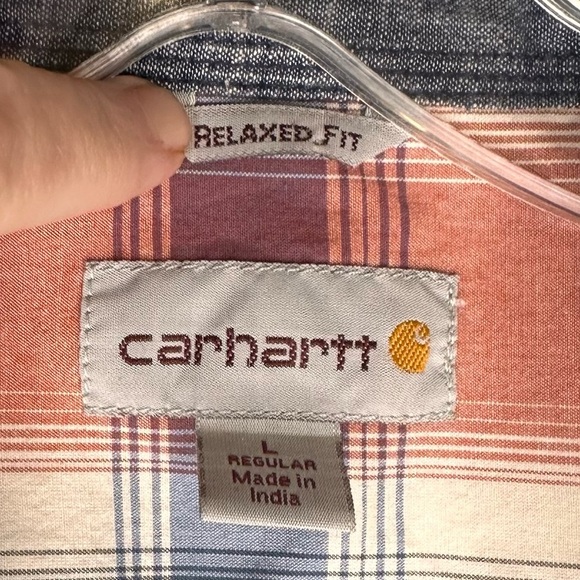 Carhartt Men's Red & Blue Plaid Pearl Snap Western Short Sleeve Shirt Large - Picture 3 of 6